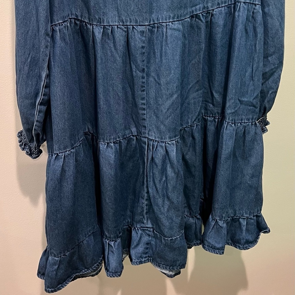 Grace + Karma Long Sleeve Blue Denim Pleated Front Dress Size M - Picture 5 of 11